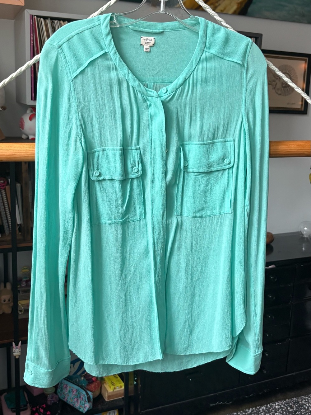 Wilfred Mint Green Button-Front Utility Shirt